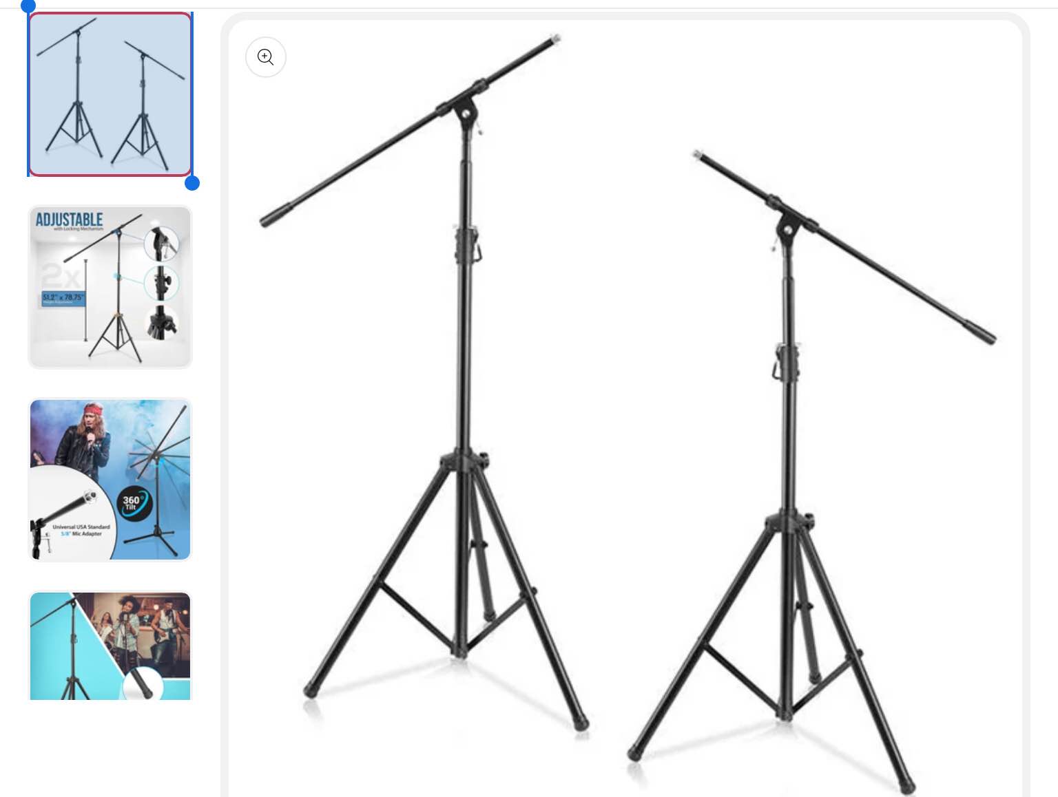 Adjustable Tripod Mic Stand Pair - Secure Hold, Durable Steel, Glossy Finish
