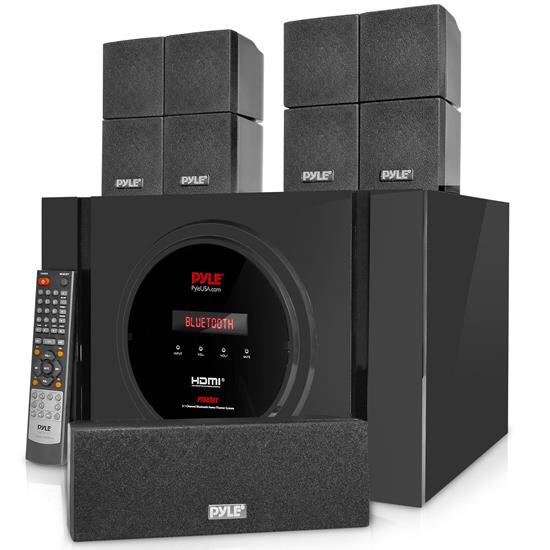 PYLE Bluetooth 5.1 Channel Home Theater System - Surround Sound Speakers & A/V Amplifier Receiver, FM Radio