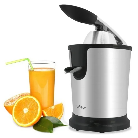 NutriChef Stainless Steel Electric Juice Press-Citrus Squeezer Masticating Machine w/ 160W Power