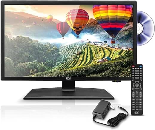 24 Inch 1080p LED RV Television - Slim Flat Screen Monitor FHD Small TV w/HDMI, RCA, Multimedia Disk/DVD Combo, 12/24 Volt Car Adapter, Wall Mount, Works w/Mac PC, Includes Remote Control