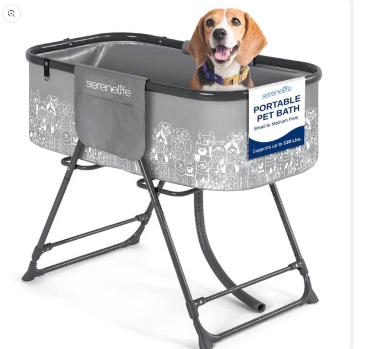 SERENELIFE Portable Pet Bath Tub, Easy Clean, Marine Grade PVC, Gray