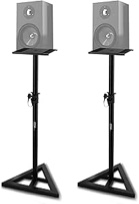 Pyle Speaker Stand Pair of Sound - Play 1 and 3 Holder, Telescoping Height Adjustable from 26” - 52” Inch, High Heavy Duty Three-point Triangle Base w/ Floor Spikes and 9” Square Platform, Black