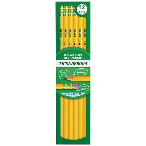 Dixon Ticonderoga Woodcase Pencil  #2 HB  Yellow  12-Count