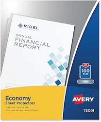 Avery 75091 Economy Gauge Top-Load Sheet Protector - Letter Clear (100/Box)