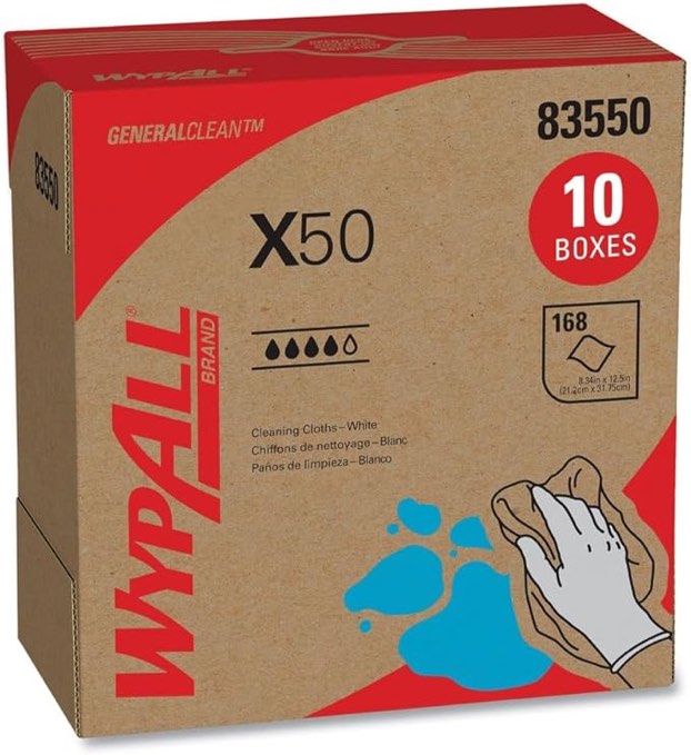 Wypall X50 Disposable Cloths (83550) Strong for Extended Use POP-UP Box White 10 Boxes per Case 176 Sheets per Box 1 760 Sheets per Case