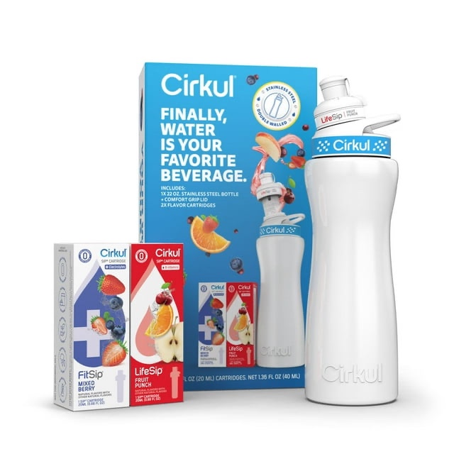 Cirkul 22oz. Stainless Steel Starter Kit + 2 Flavor Cartridges
