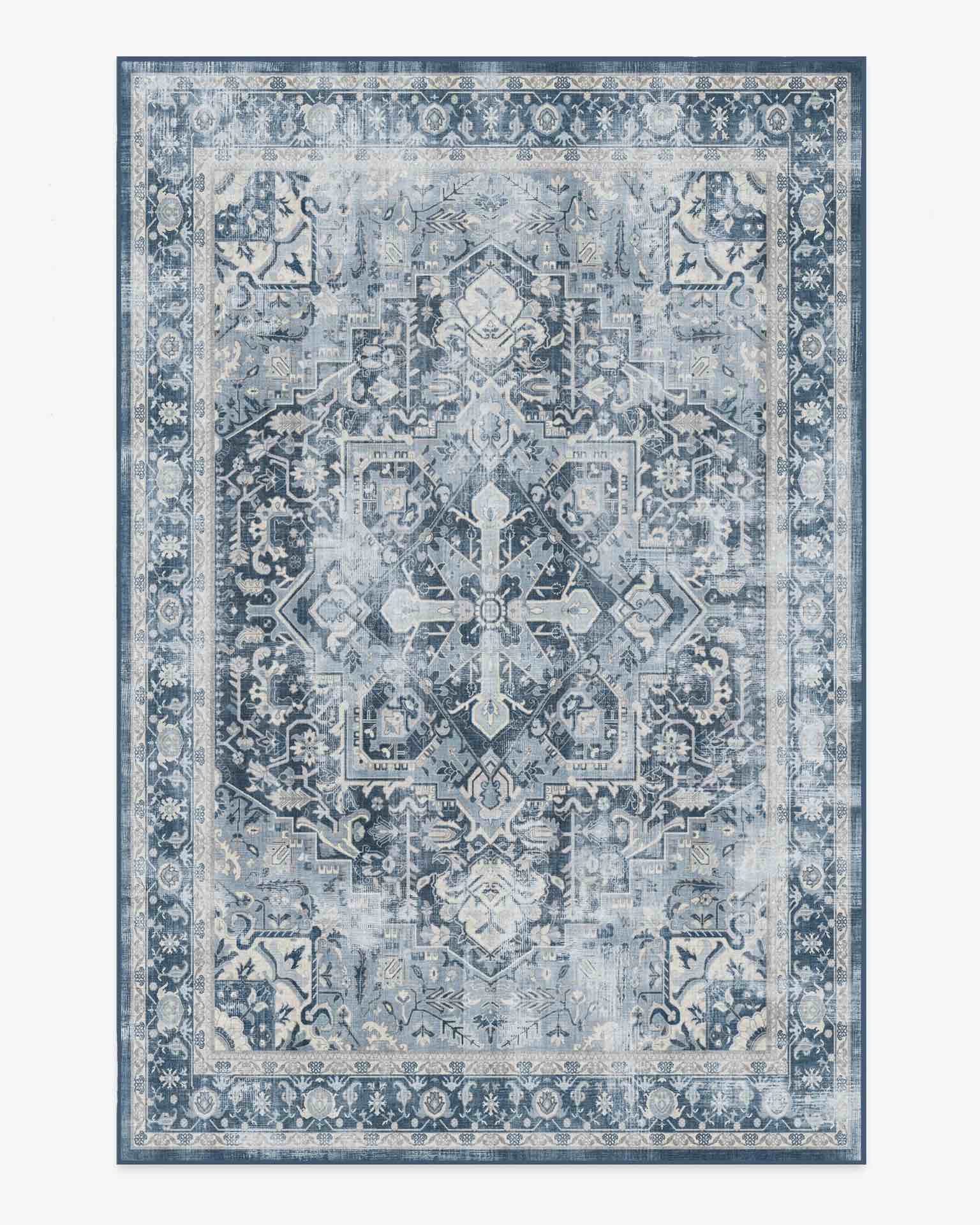 Tuscany Area Rugs Abbey Navy G18565, 6Ft 6in x 9ft 6in
