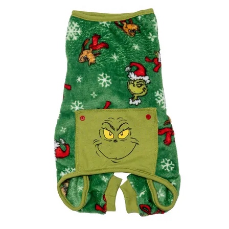 Dr. Seuss' The Grinch! Holiday Pet Pajamas for Dogs, L - Green