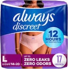 Always Discreet Adult Incontinence & Postpartum Underwear for Women, Maximum, Large, 17 Count (Packaging May Vary)
