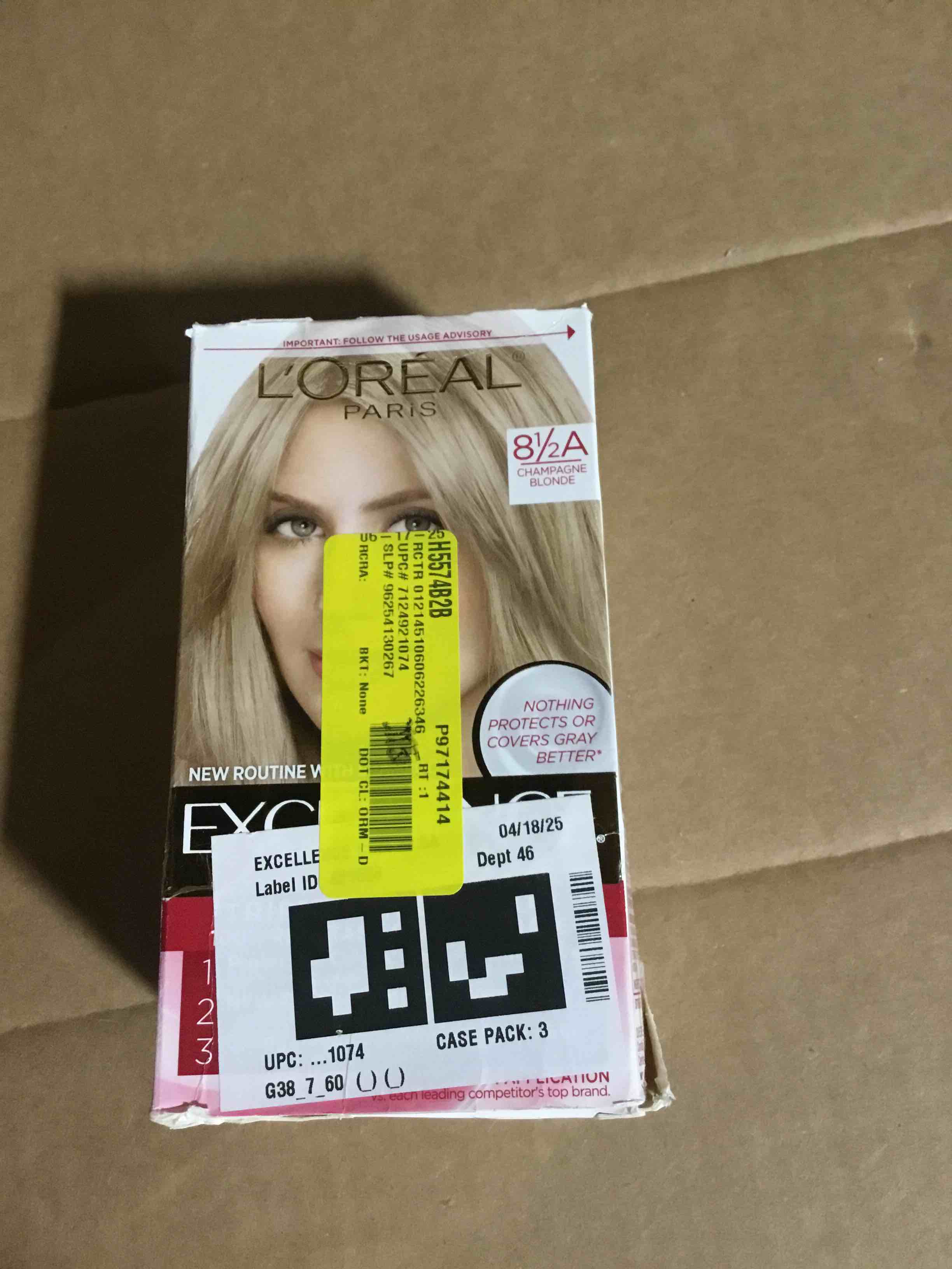 Condition photo showing New/Like New for L'Oreal Paris Excellence Creme Permanent Triple Care Hair Color, 8.5A Champagne Blonde, Gray Coverage For Up to 8 Weeks, All Hair Types, Pack of 1