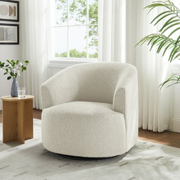 s Mainstays Boucle Swivel Accent Chair, Cream
