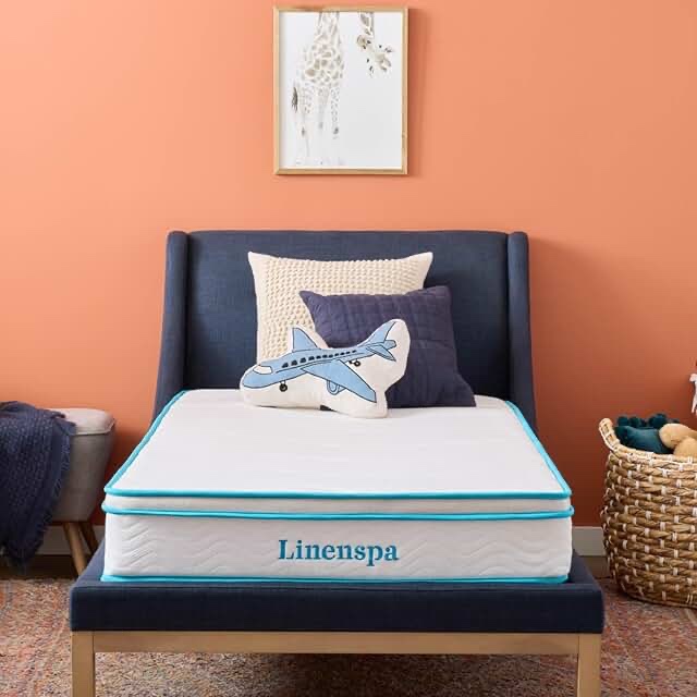 Linenspa 8 Inch Memory Foam and Spring Hybrid Mattress - Medium Firm Feel - Bed in a Box - Quality Comfort and Adaptive Support - Breathable - Cooling - Guest and Kids Bedroom - Twin Size
