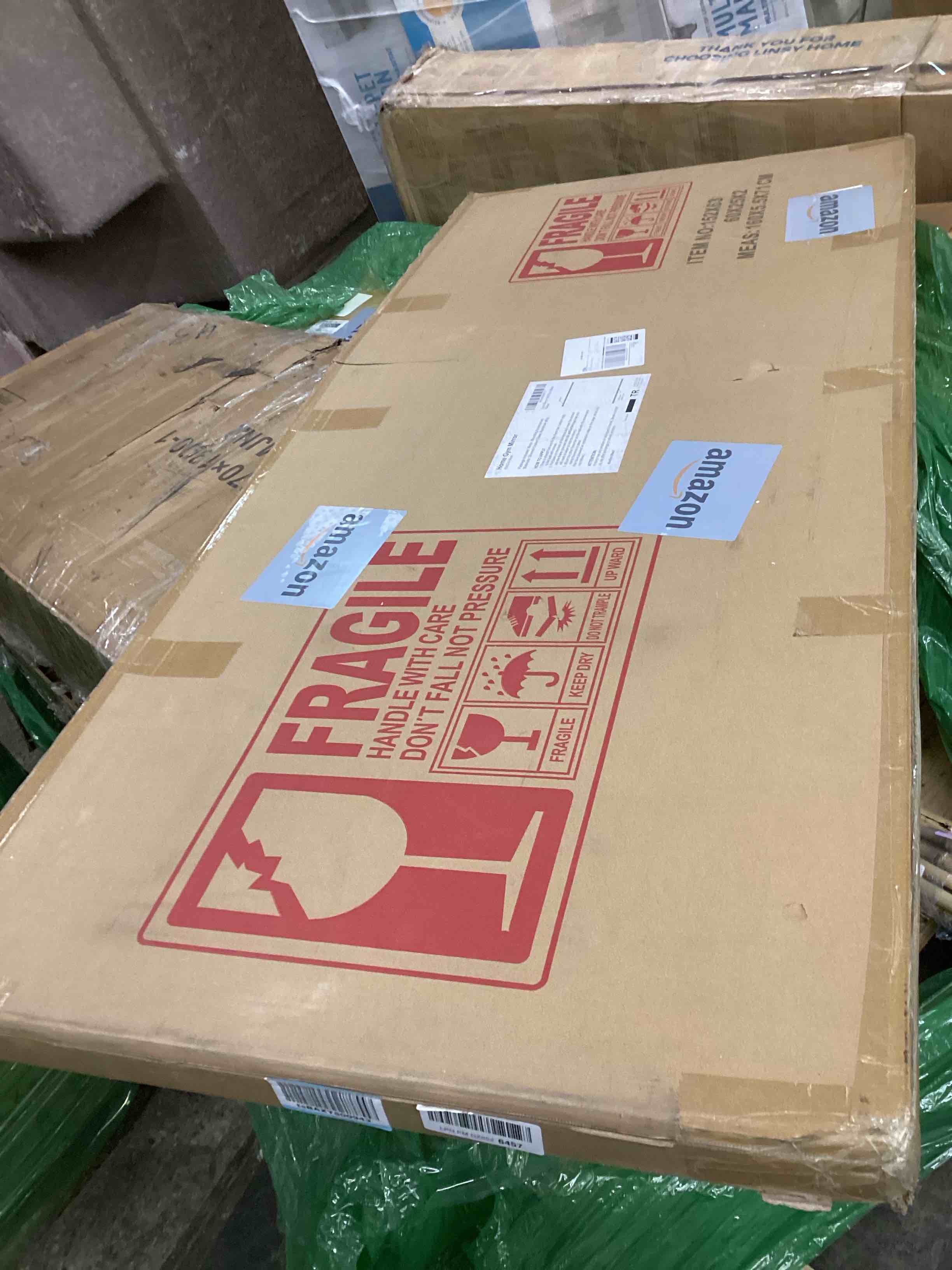 Condition photo showing New/Like New for Home Gym Mirror for Wall,60x25x2PCS Full Length,Glass Frameless Body Large Mirror for Home Gym,Workout,Bedroom,Garage(Black)