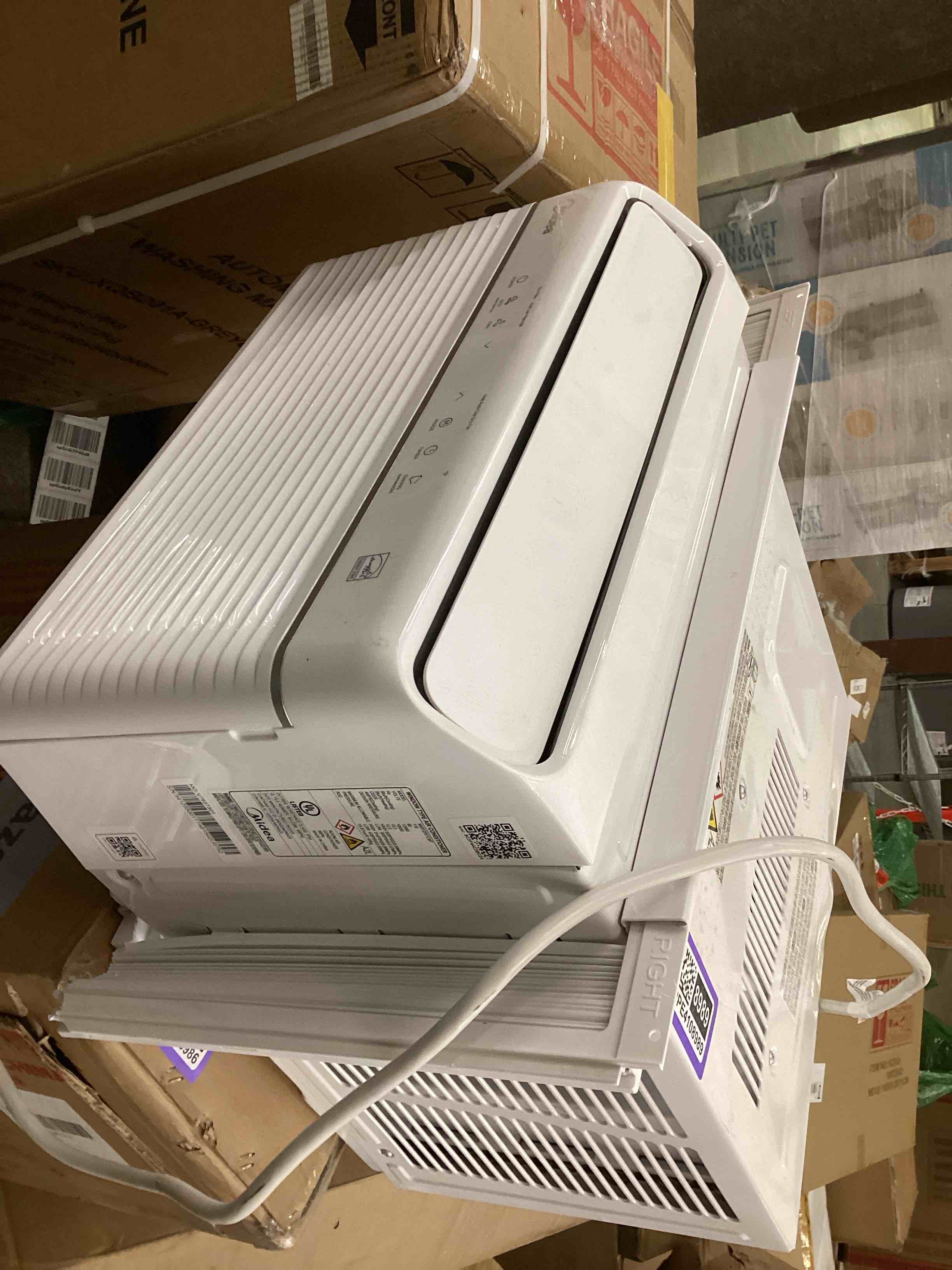Condition photo showing As Is for Midea 12,000 BTU Smart Inverter Air Conditioner Window Unit with Heat and Dehumidifier – Cools up to 550 Sq. Ft., Energy Star Rated, Quiet Operation, White