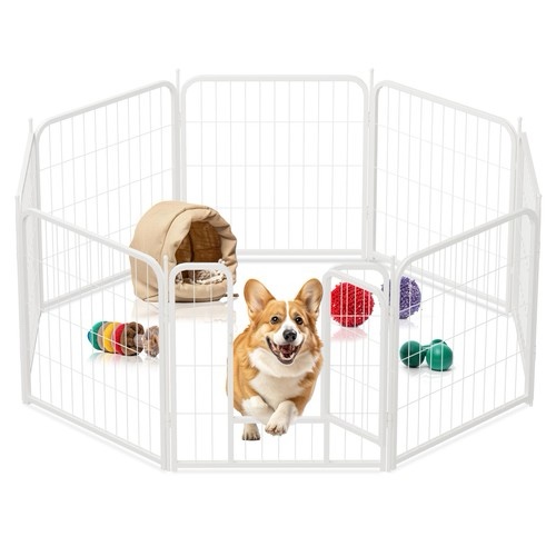 Dog Playpen 24 Inch 8 Panels, Heavy Duty Metal Pet Playpen Indoor Outdoor
