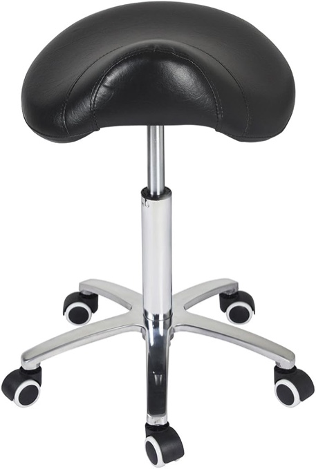 Antlu Saddle Stool Rolling Chair for Medical Massage Salon Kitchen Spa Drafting,Adjustable Hydraulic Stool with Wheels (Without Backrest, Black)