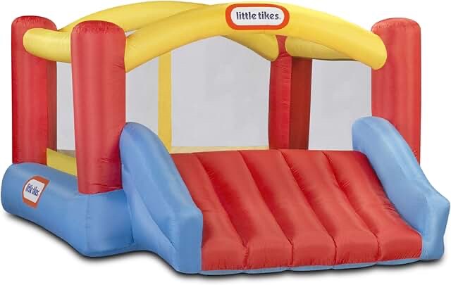 Little Tikes Jump 'n Slide Inflatable Bouncer Includes Heavy Duty Blower With GFCI, Stakes, Repair Patches, And Storage Bag, for Kids Ages 3-8 Years