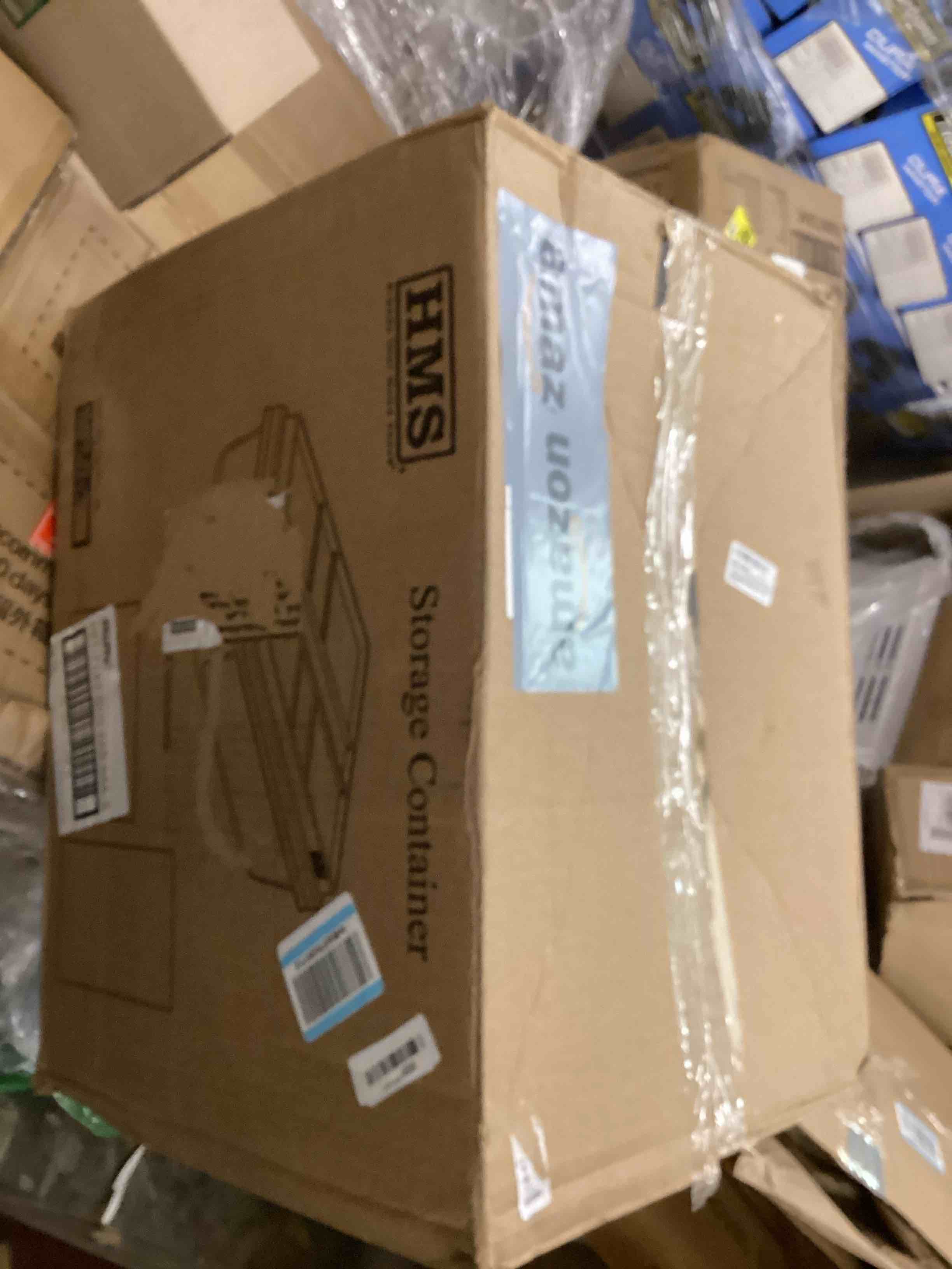 Condition photo showing As Is for Hefty HI-RISE 40 Qt Stackable Storage Bins with Lids – 6 Pack Clear Plastic Under Bed Storage Containers, Shoe Organizer Boxes with XL Lid-Locking Latches, Comfort-Grip Handles, Durable Double Rim