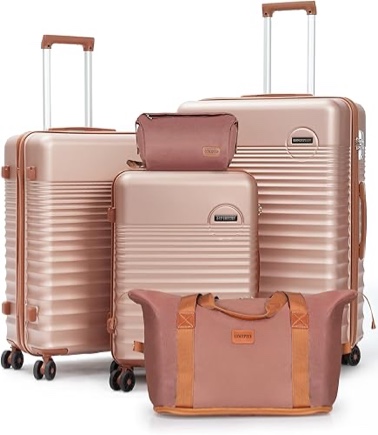 CONCEPTEN Luggage Sets 3 Piece, Suitcases with Wheels, Pink, ABS-3Pcs(20in/24in/28in), Fashion