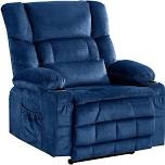 dual motor large power lift recliner chair with waist kneading & heat, extended footrest, usb ports - blue