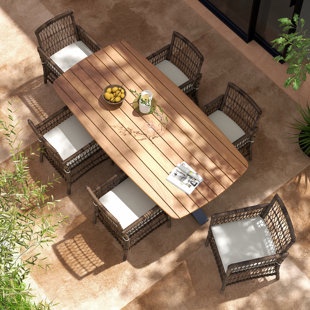 Haplife 4- Person Teak Chair Beige (Only Chairs)