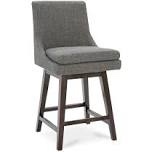 (Missing screws)CHITA Counter Height Swivel Barstool, FSC Certified Upholstered Bar Stool, 26.8" H Seat Height, Fabric in Fog