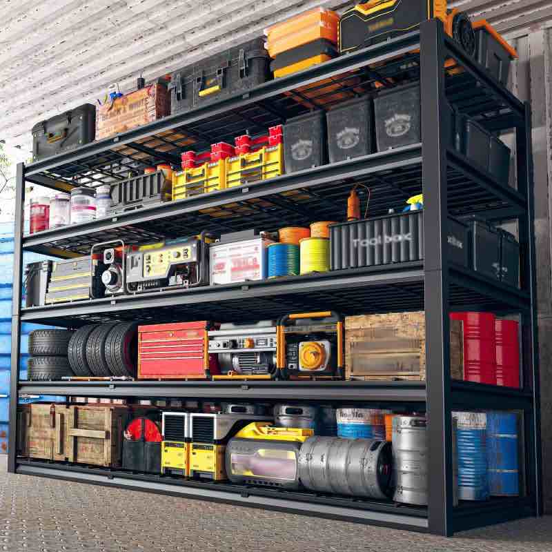 reibii 60 in w x 72 in h garage storage shelves 5-tier adjustable heavy duty shelving 3000 lbs rust-resistant industrial rack for warehouse, basement,workshop