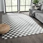 area rug checkered  grey/white,8’ x 10’ 