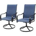 Patio Swivel Dining Chairs Set of 2 Blue 