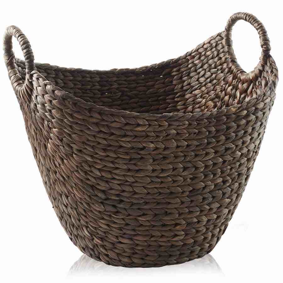 Casafield - Large Water Hyacinth Boat Basket for Laundry - Espresso
