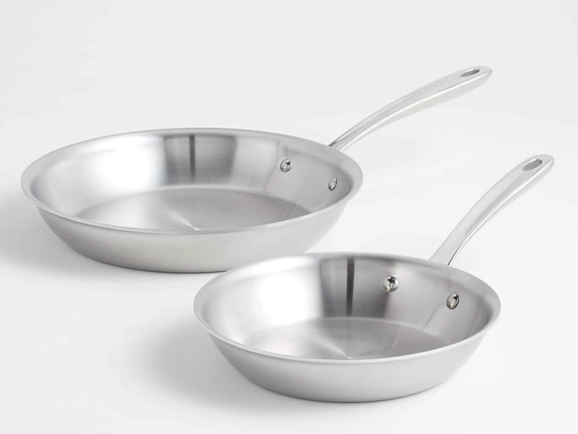 all-clad d3 tri-ply stainless steel french skillet set, 9" & 11"