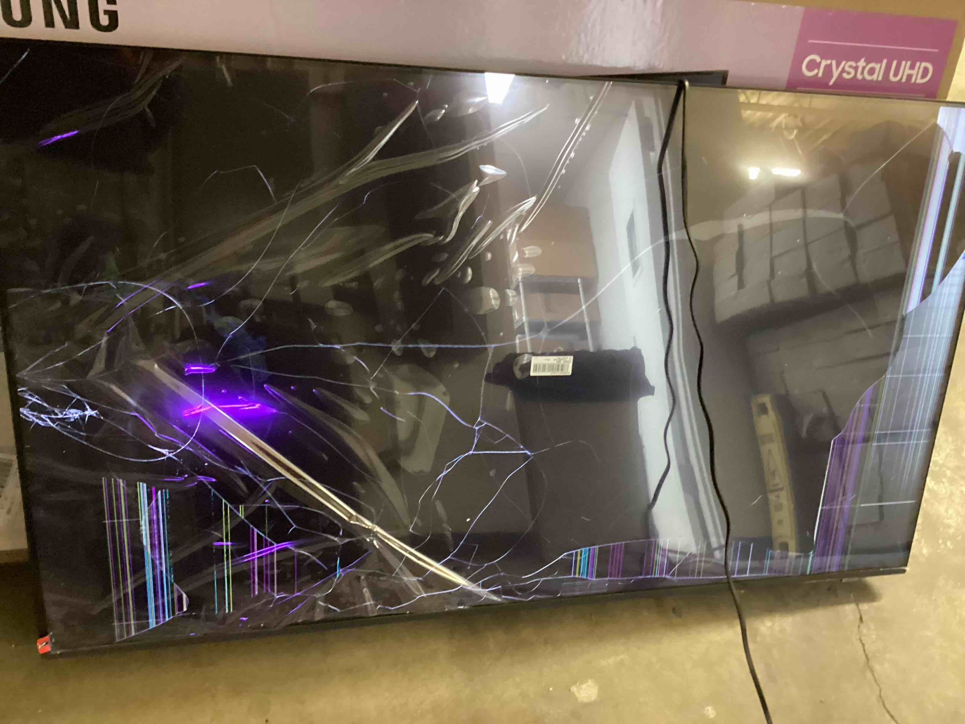Condition photo showing As Is for Samsung 55-Inch Class Crystal UHD U8000F 4K Smart TV (2025 Model) Endless Free Content, Crystal Processor 4K, MetalStream Design, Knox Security, Compatible with Alexa (screen damaged) 
