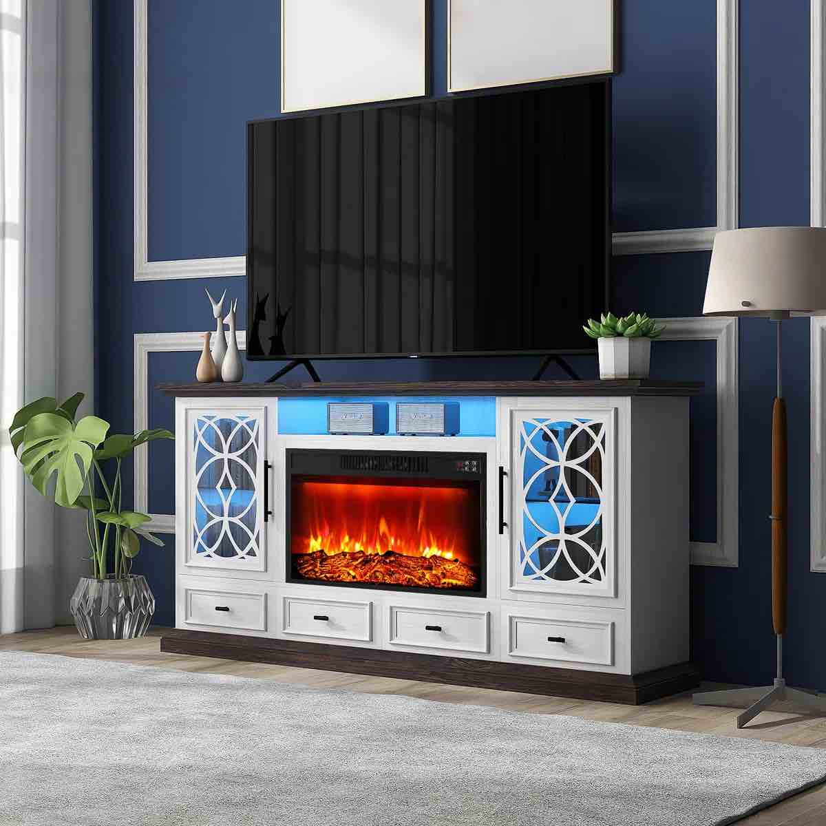 lghm 70'' w tv stand with 30 "electric fireplace?for tvs up to 80'' by lghm(incomplete)
