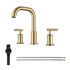 2-Handle Widespread Bathroom Faucet with Metal Pop-up Drain Assembly and Supply Lines, Brushed Gold