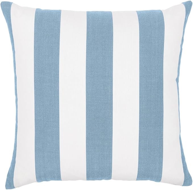 sherry kline cabana stripe outdoor throw pillow 18x18 inch knife edge reversible decorative cushions, indoor outdoor patio accent pillows, made in usa - blue/white 1 set