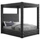 Meridian Furniture Canopy Royal King Bed, Grey Velvet(Incomplete box 1 only )