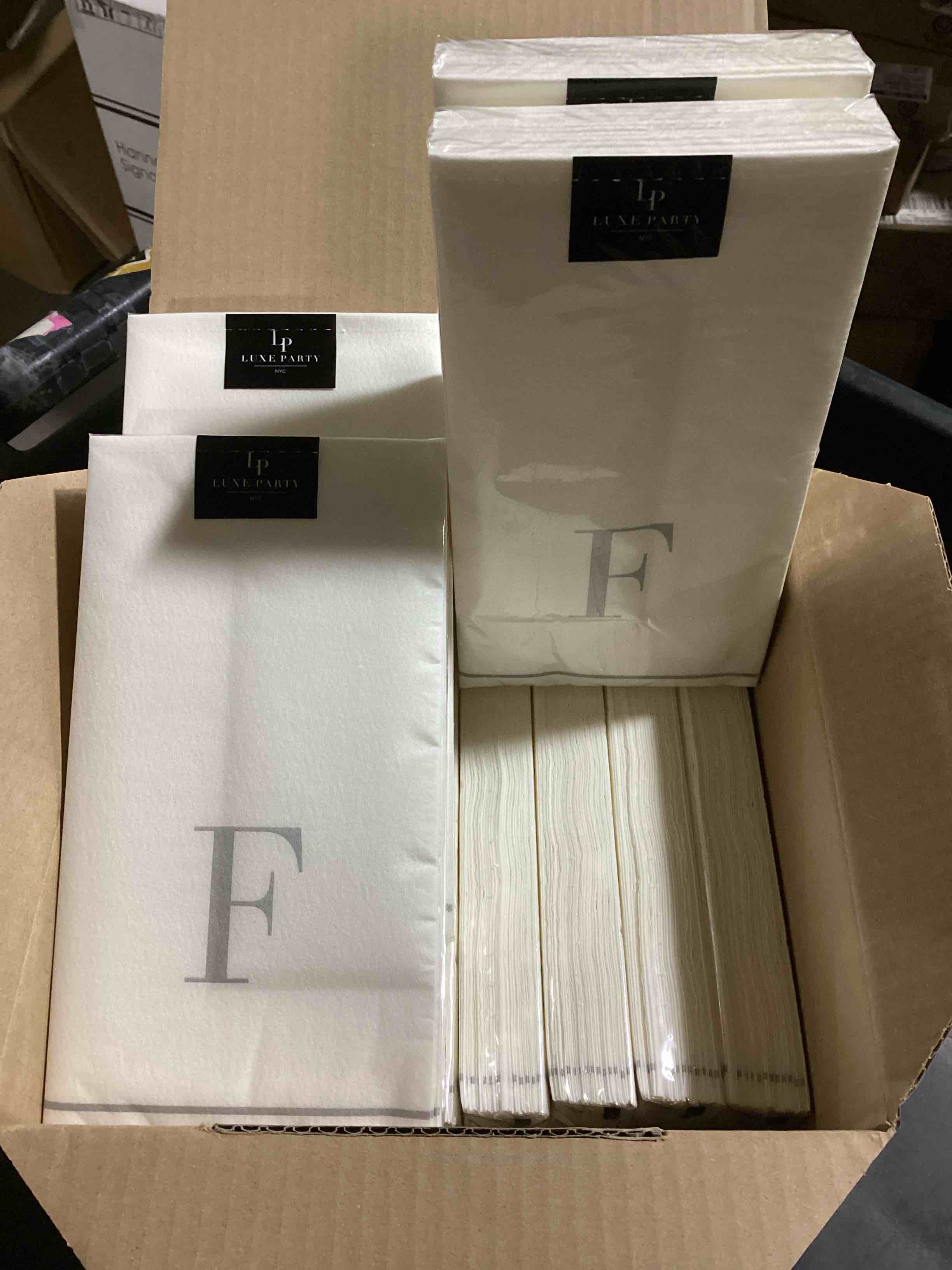 Case of 12 (14ct) Luxe Party Guest Buffet Napkins, Letter F
