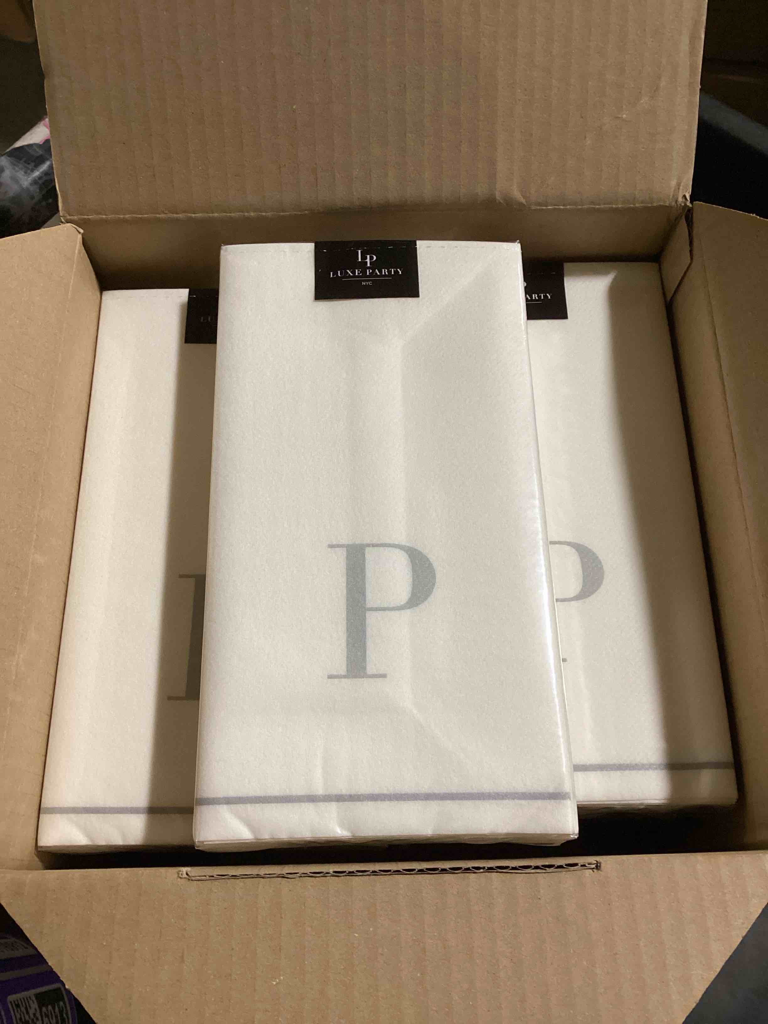 Case of 11 (14ct) Luxe Party Guest Buffet Napkins, Letter P