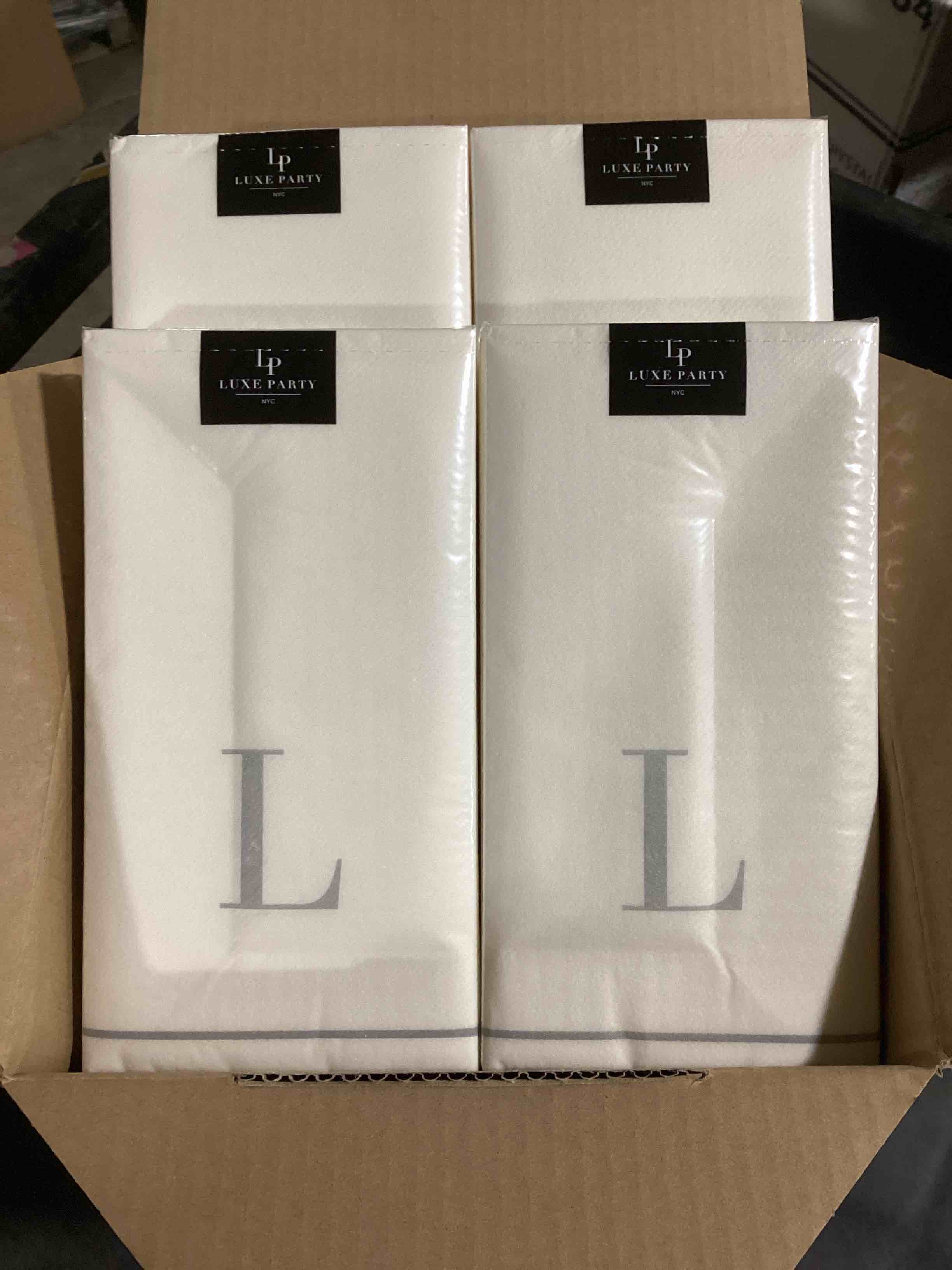 Case of 12 (14ct) Luxe Party Guest Buffet Napkins, Letter L