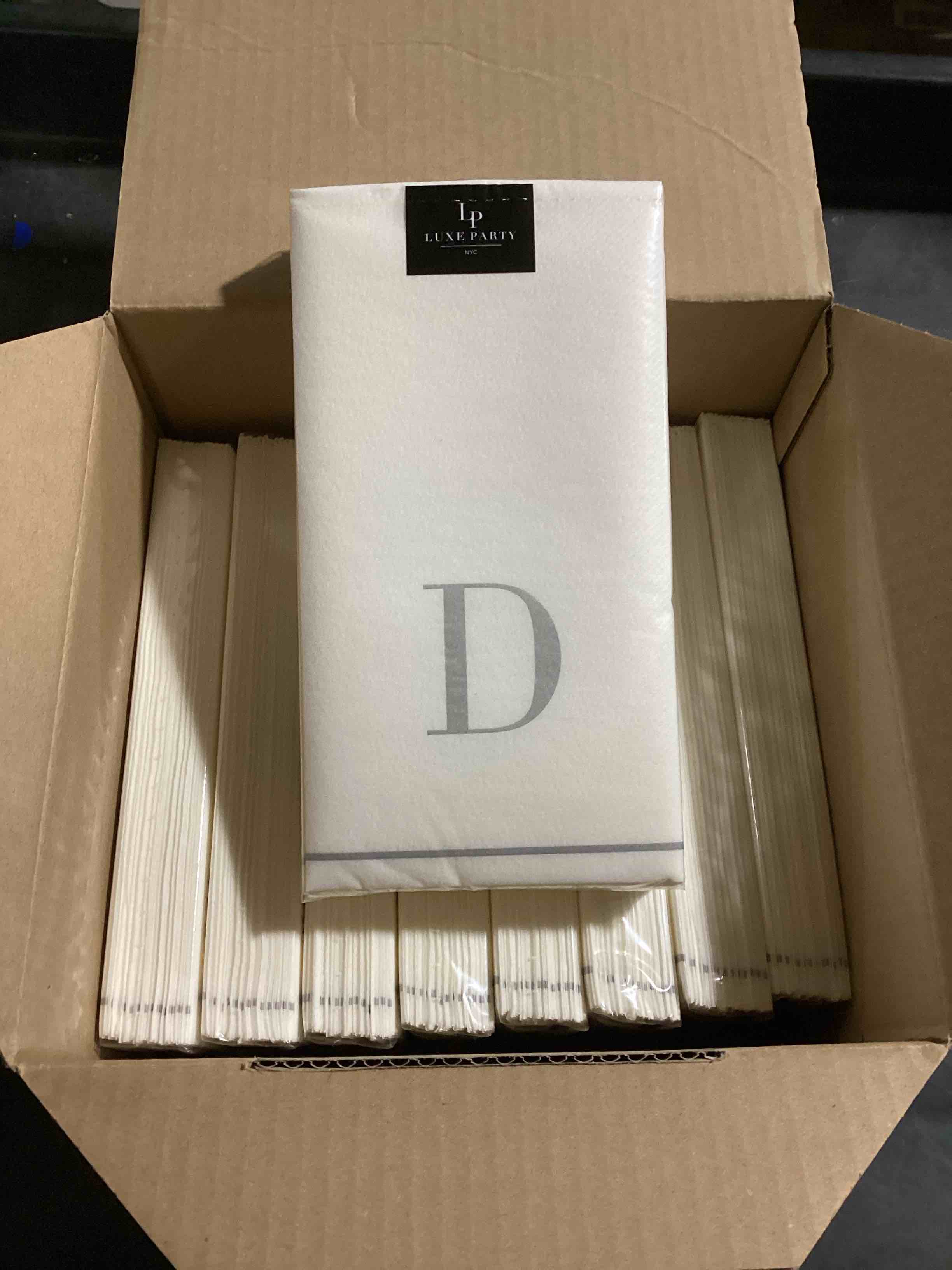 Case of 9 (14ct) Luxe Party Guest Buffet Napkins, Letter D
