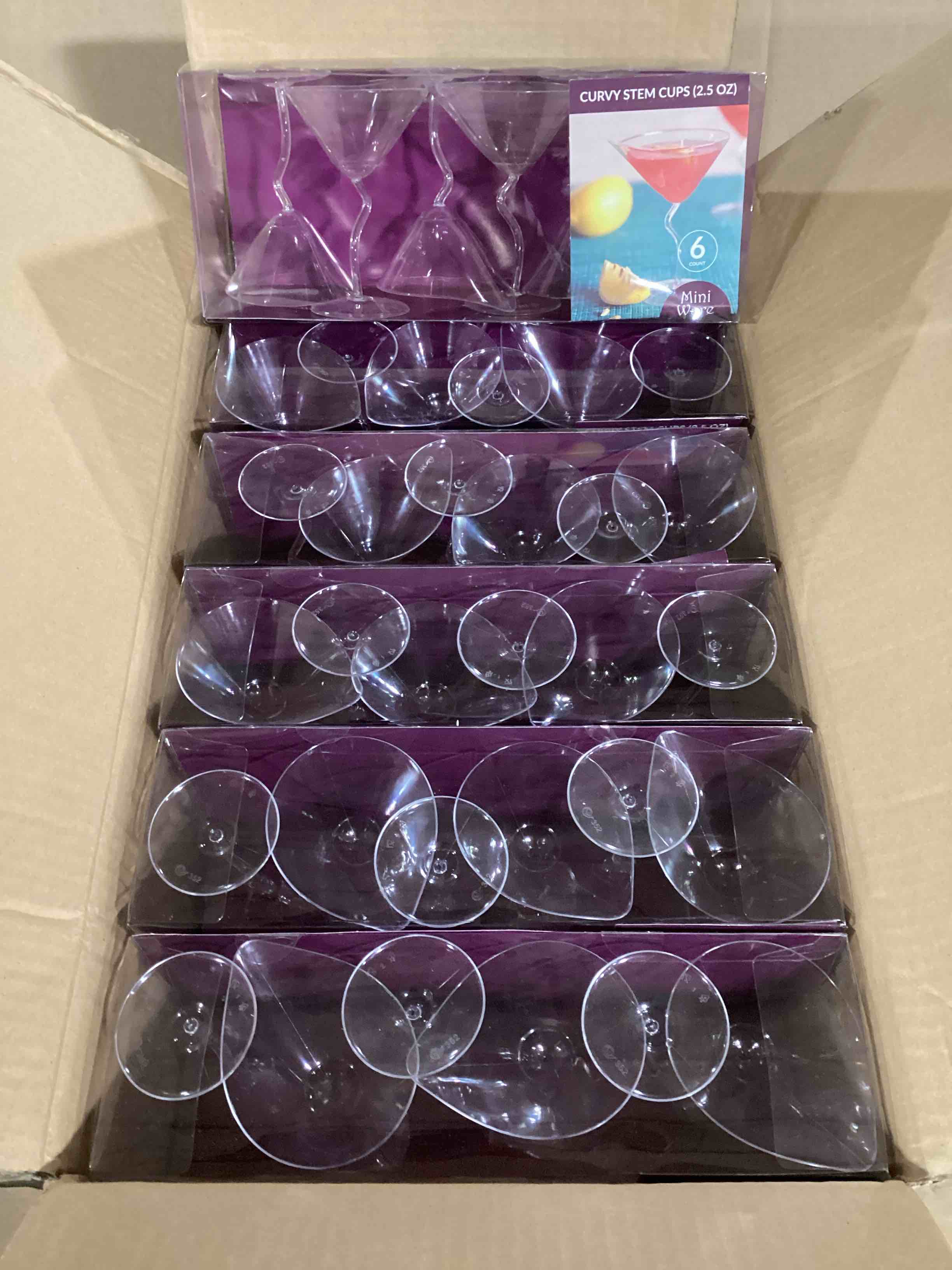 Case of 12 (6ct) 2.5oz Plastic Curvy Stem Cups 