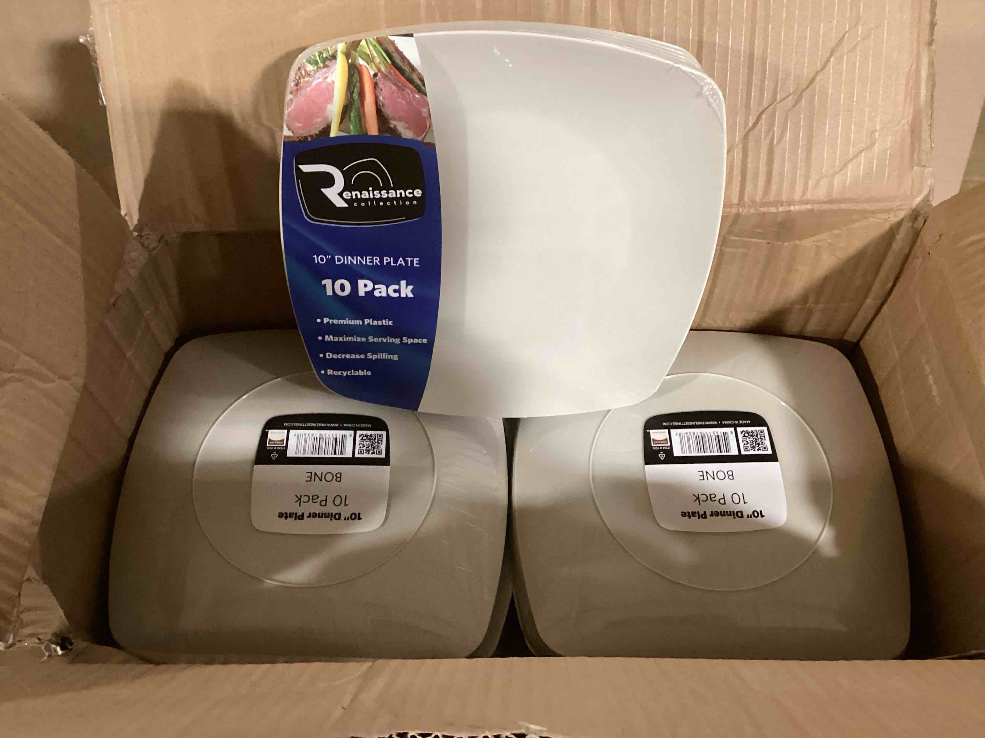 Case of 9 (10ct) Renaissance Collection 10in Plastic Dinner Plate, Beige