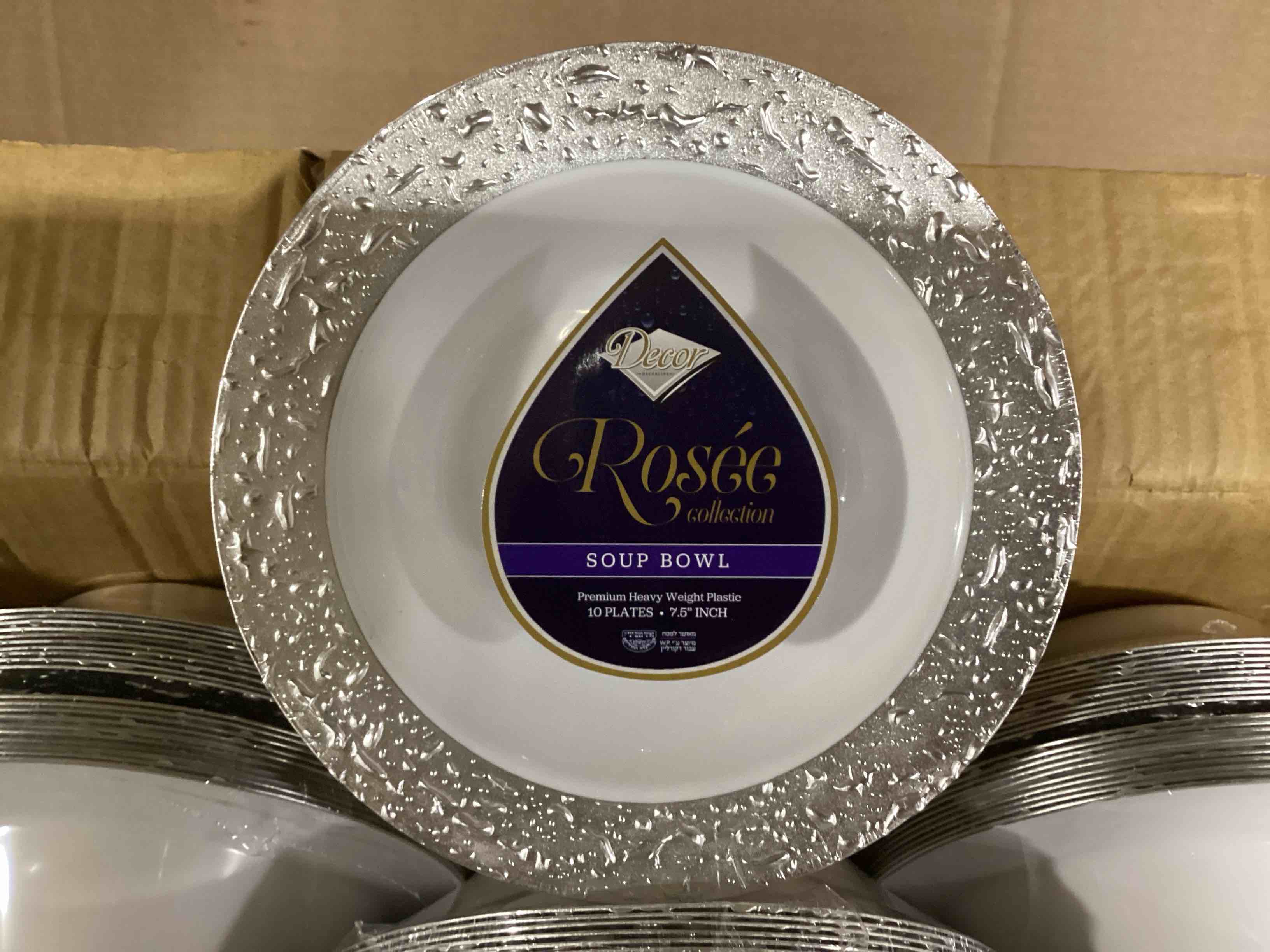 Condition photo showing Brand New for Case of 12 (10ct) Rosee Collection 7.5in Plastic Soup Bowl