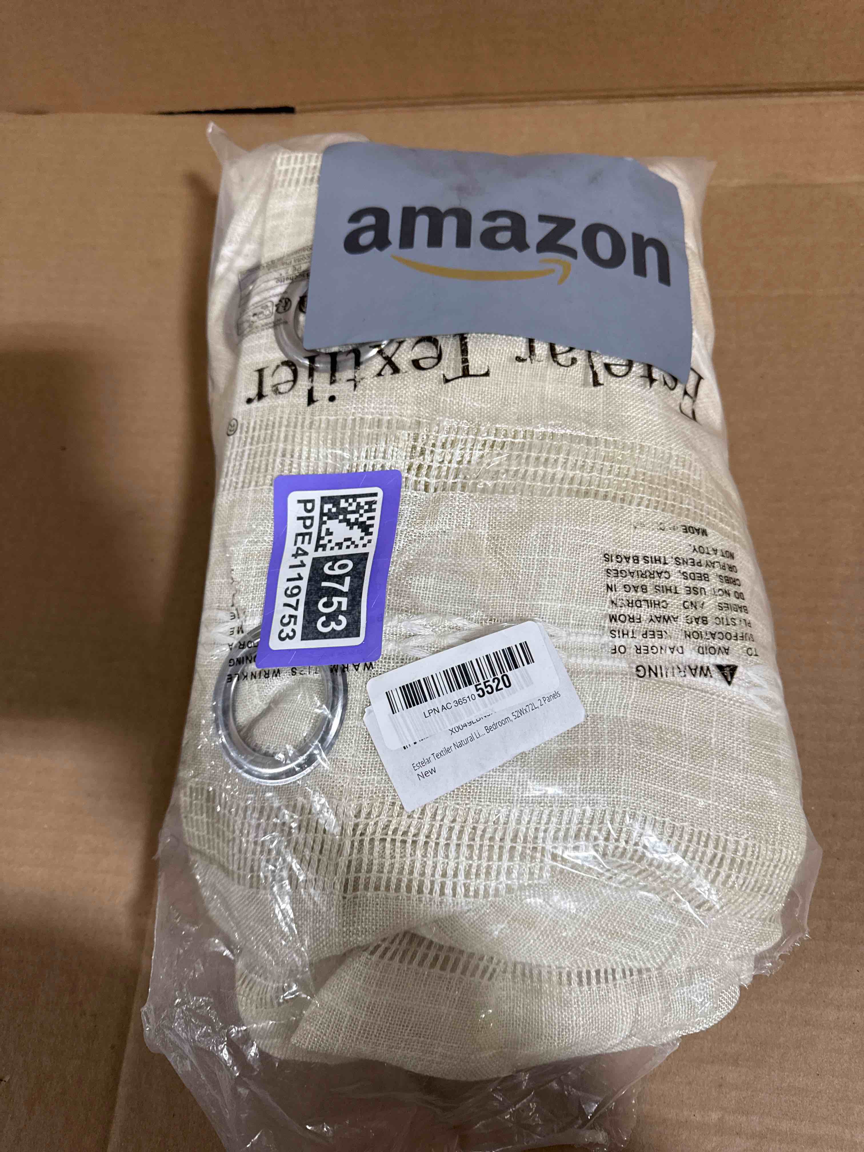 Condition photo showing Good Condition for Estelar Textiler Natural Linen Grommet Top Curtains 72 Inch Length for Living Room, Boho Farmhouse Textured Embroidered Curtains, Light Filtering Semi Sheer Drapes for Bedroom, 52Wx72L, 2 Panels 52"W x 72"L (Pack of 2) Natural