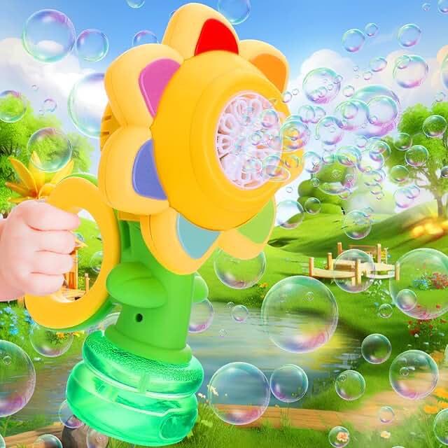 aiersa flower bubble stand machine,sunflower bubble maker with lights, tall adjustable rechargeable