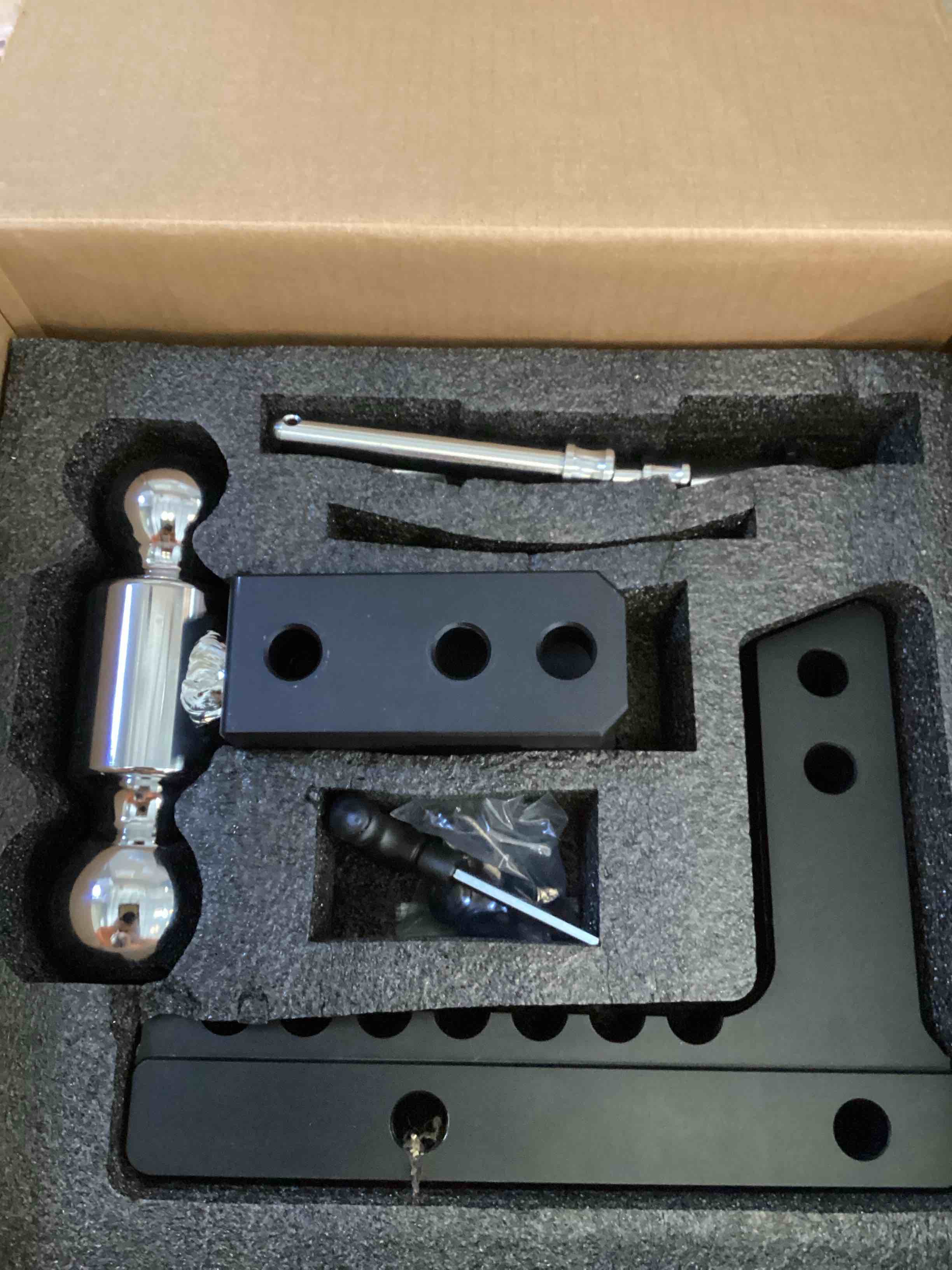 Condition photo showing As Is for MIKKUPPA Adjustable Trailer Hitch - Fits 2" Receiver, 8" Drop/Rise Heavy Duty Aluminum Tow Hitches for Truck with Dual Ball Mount 2" x 2-5/16" (12,500 LBS GTW) and Anti-Theft Locking Hitch Pins 2" Receiver - 8" Drop