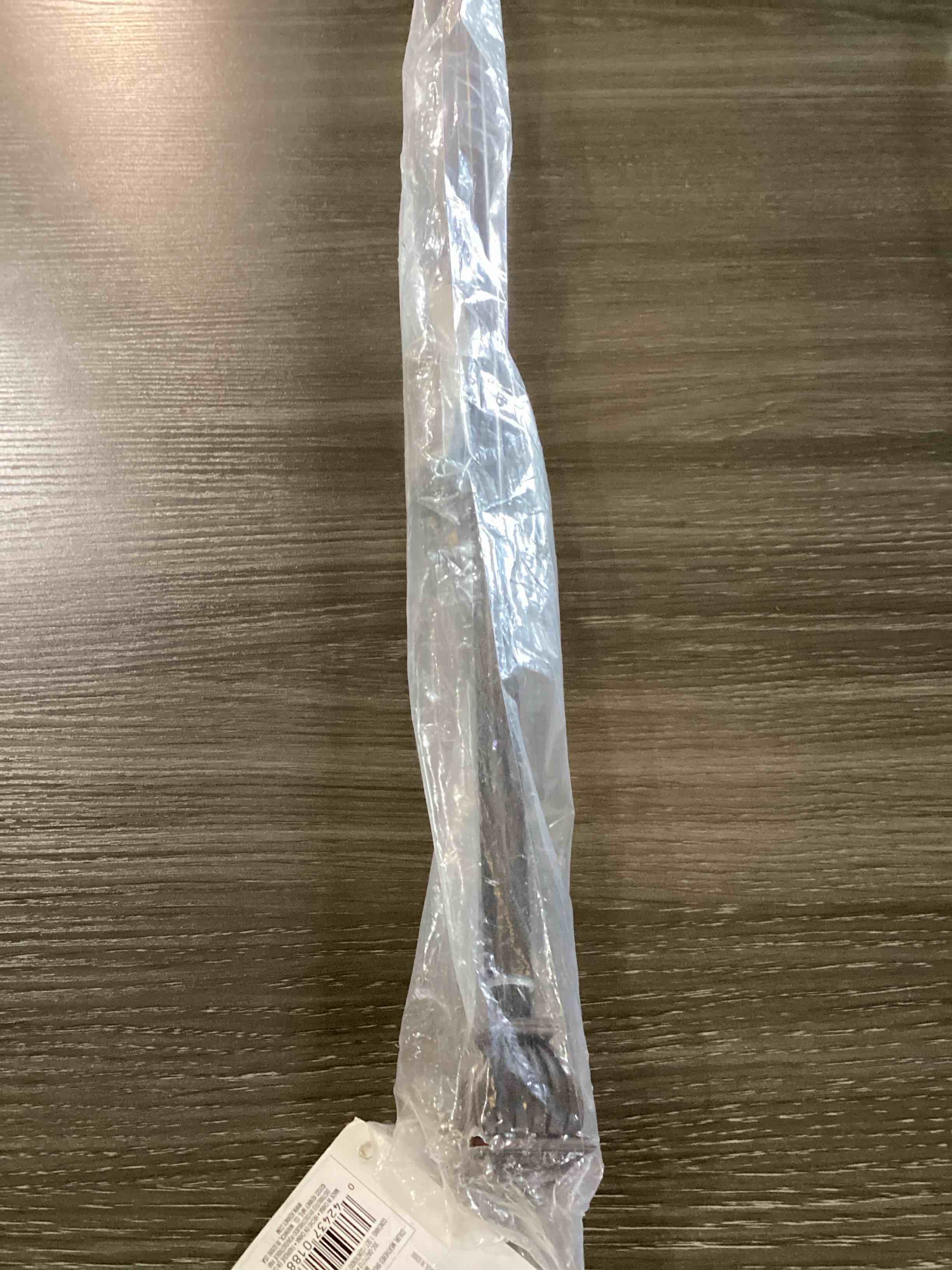 Condition photo showing As Is for kenney kn71712 beckett soft square end standard decorative window curtain rod, 28-48" adjustable length, weathered brown finish, 5/8" diameter steel tube, 1-pack 1-pack 28-48" weathered brown