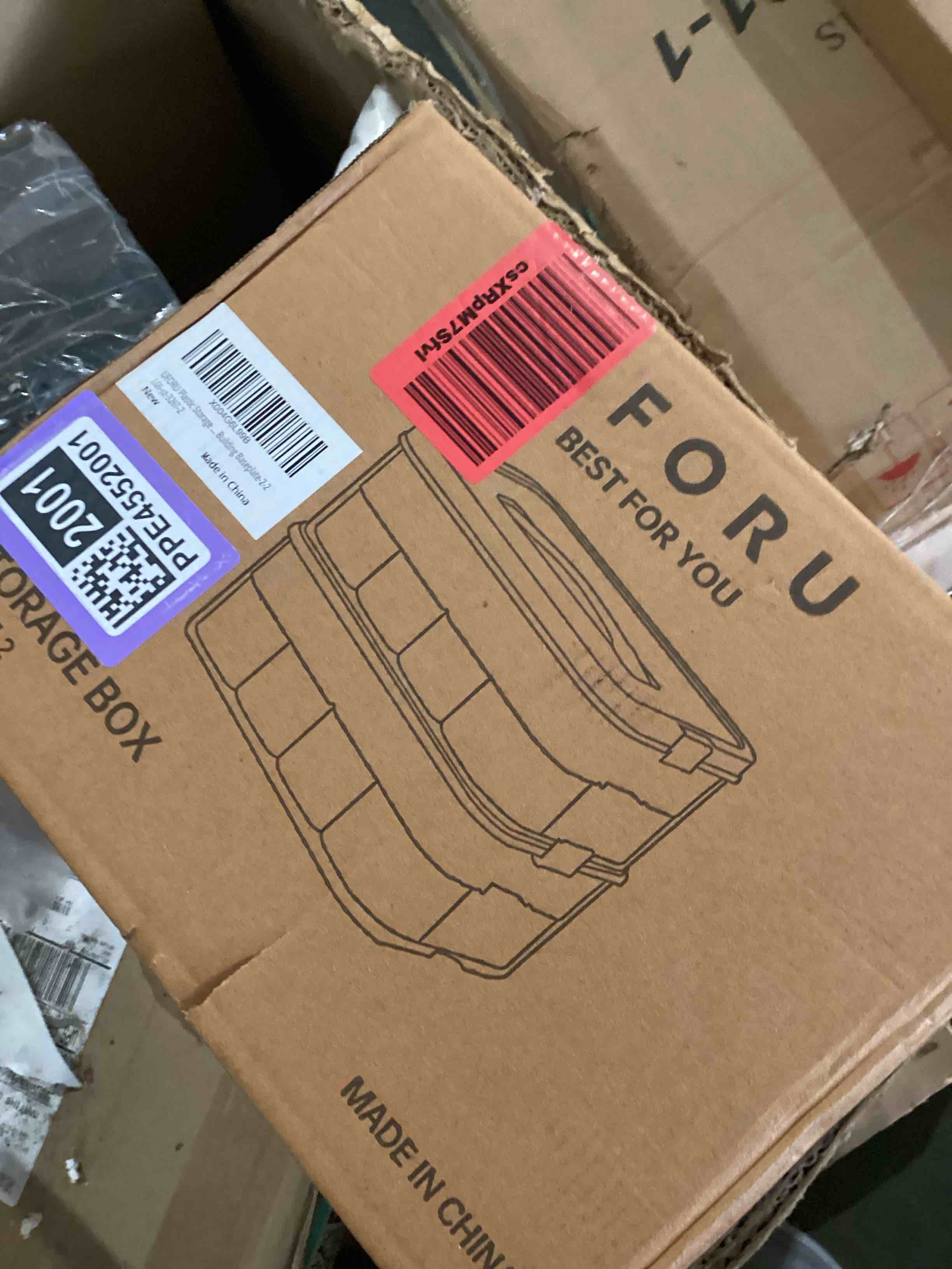 Condition photo showing As Is for Organizers Storage Box for lego: Plastic Stackable Storage Case with Building Blocks Lids, Containers with Carrying Handle and Adjustable Grid Organizers, 2 Layer Green 2Layer Orange with Feet