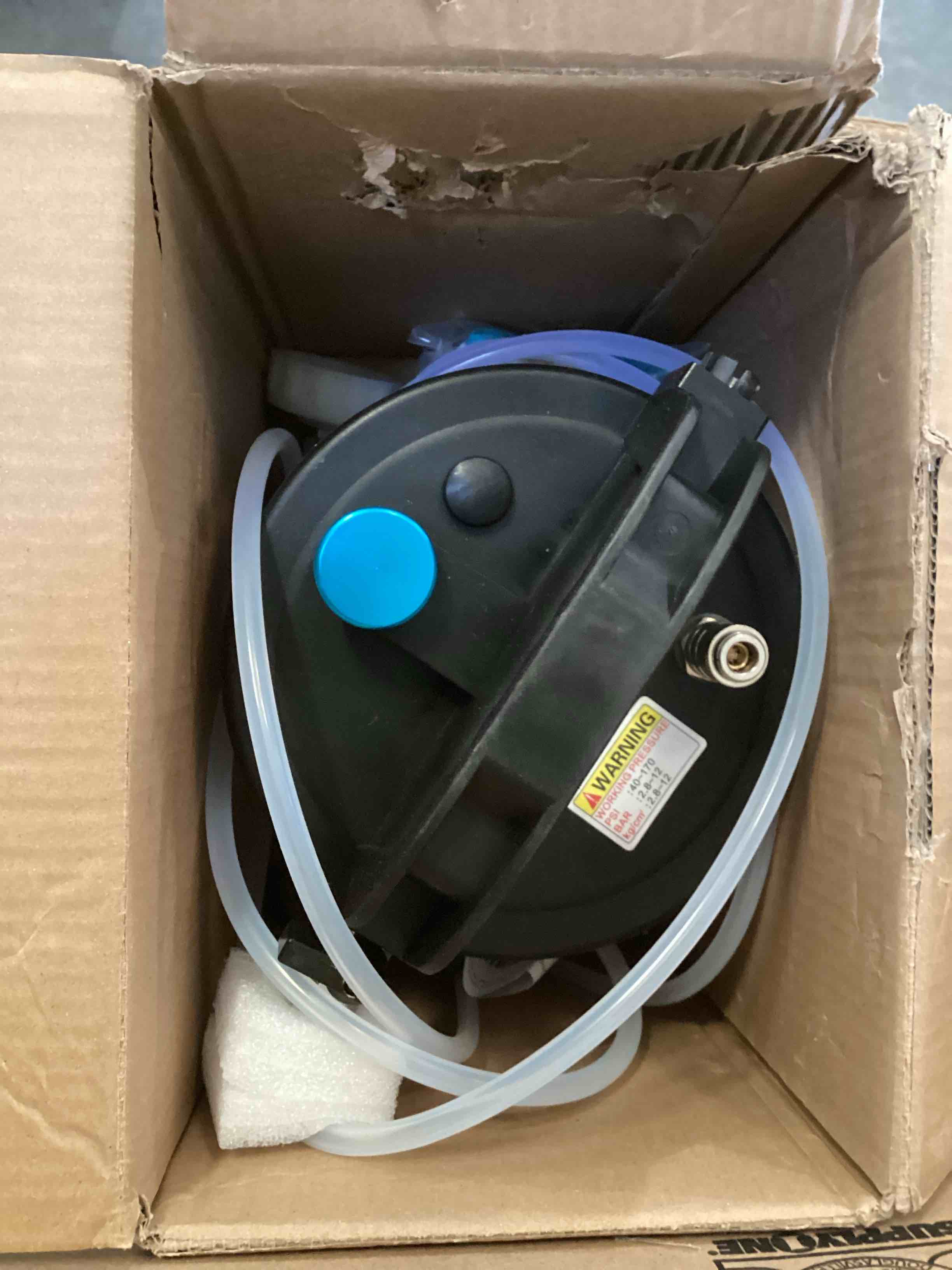 Condition photo showing As Is for DURATECH 3L Pneumatic Brake Bleeder Vacuum Pump Kit, One Person Brake Bleeder Kit with Work Gloves and 23-Piece Adapters, Brake Flush Kit/Clutch Bleeder Kit for Cars, Motorcycles, SUVs, Light Trucks