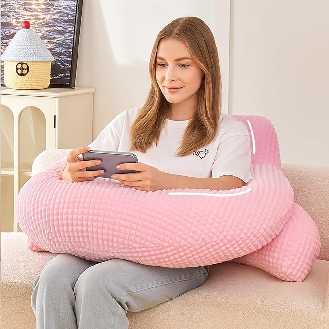pajeo reading pillow for sitting in bed, large backrest reading pillow with arm rest,back-rest suppo